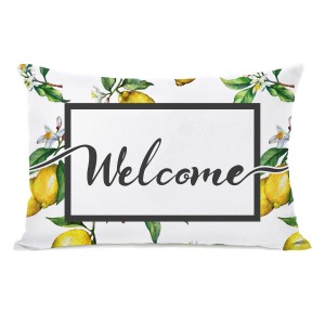 Charlton Home Fenderson Welcome Lemon Outdoor Lumbar Pillow HMW11498